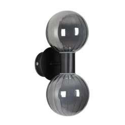 Væglampe til badeværelset Lumisphere, sort/røggrå Højde 28 cm 2 lyskilder^Searchlight Discount
