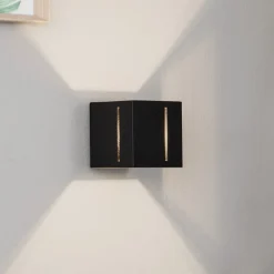 SOLLUX LIGHTING Væglampe Topic op/ned i aluminium, sort