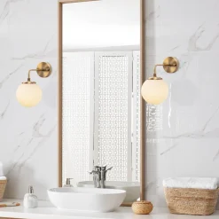 Væglampe Viran, antik guld, glas, højde 25 cm, E14^Opviq Hot