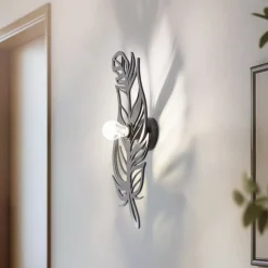 Væglampe W-030, sort, fjederdesign, MDF-træ, laserskåret^Opviq Outlet