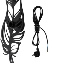 Væglampe W-030, sort, fjederdesign, MDF-træ, laserskåret^Opviq Outlet