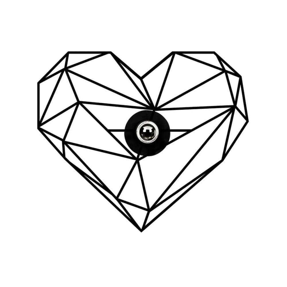 Opviq Væglamper|Væglamper>Væglampe W-046, sort, hjerteformet design, MDF-træ laserskåret