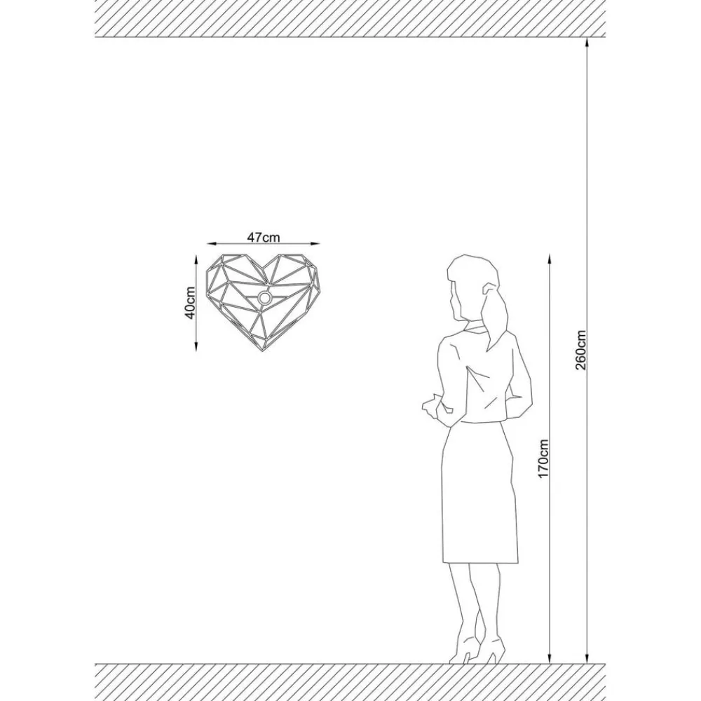 Opviq Væglamper|Væglamper>Væglampe W-046, sort, hjerteformet design, MDF-træ laserskåret