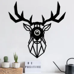 Opviq Væglampe W-051, sort, hjortedesign, MDF-træ laserskåret