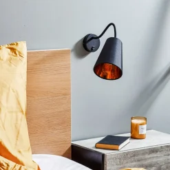 TK Lighting Væglampe Wire, sort/guld