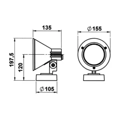 Albert Leuchten Vægspot 643 W, hvid, IP54, E27, aluminium, drejelig