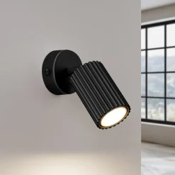 SOLLUX LIGHTING Vægspot carbon, sort, udspring 16 cm, kontakt, aluminium