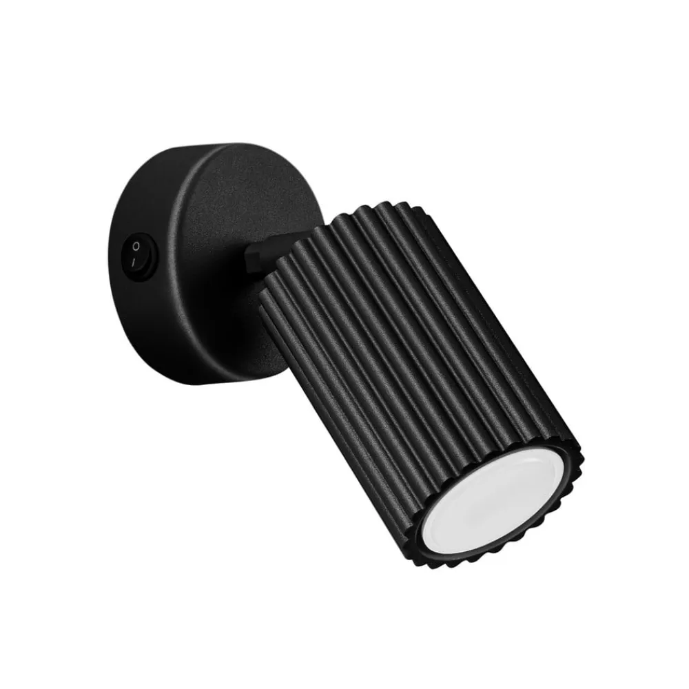 SOLLUX LIGHTING Vægspot carbon, sort, udspring 16 cm, kontakt, aluminium