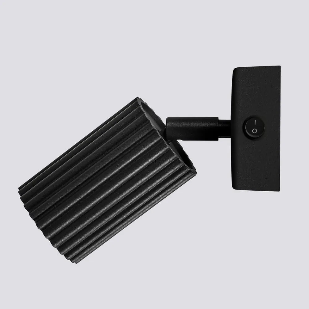 SOLLUX LIGHTING Vægspot carbon, sort, udspring 16 cm, kontakt, aluminium