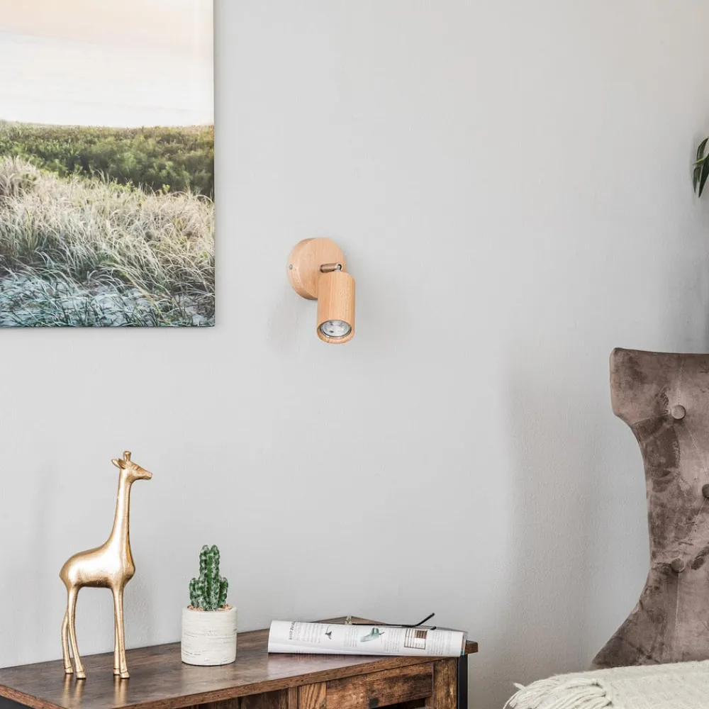 SOLLUX LIGHTING Vægspot Cre i træ, 1 lyskilde