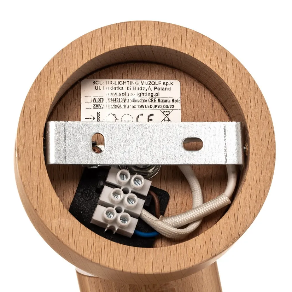 SOLLUX LIGHTING Vægspot Cre i træ, 1 lyskilde