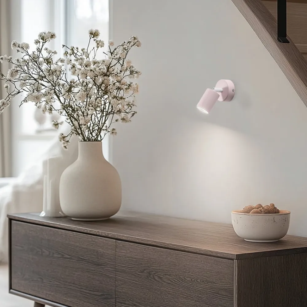 Vægspot Livia, lyserød, 13 cm, metal, justerbar, GU10^TK Lighting New