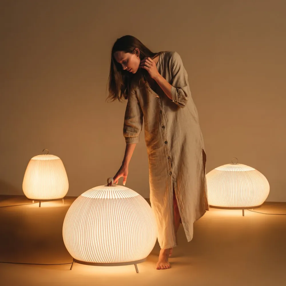 Vibia LED-gulvlampe Knit 7492 beige Højde 51 cm 927 Casambi