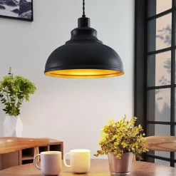 Lindby Vintage pendellampe Albertine, metal, sort