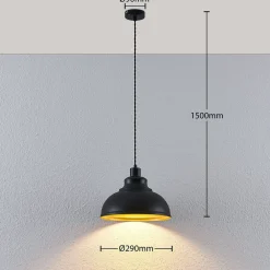 Lindby Vintage pendellampe Albertine, metal, sort