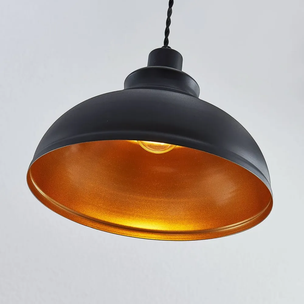 Lindby Vintage pendellampe Albertine, metal, sort