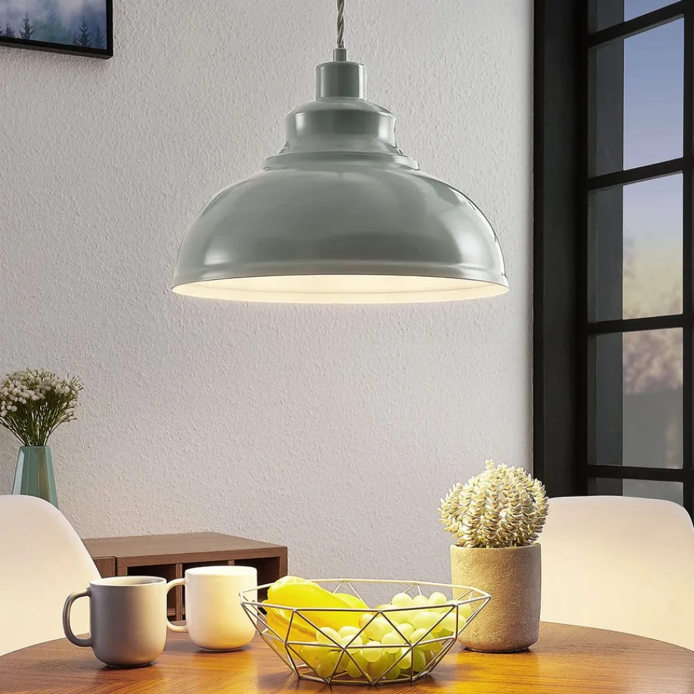 Lindby Vintage pendellampe Albertine, metal, lyseblå