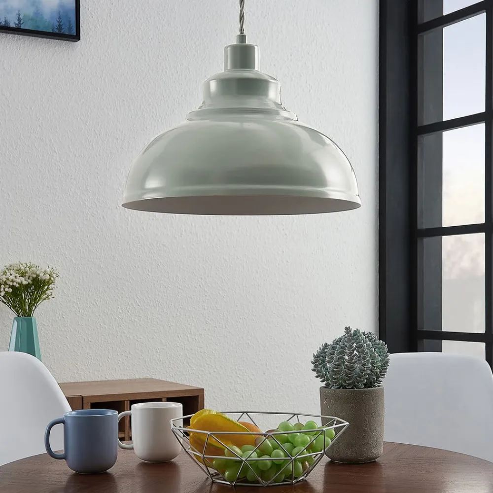 Lindby Vintage pendellampe Albertine, metal, lyseblå