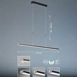 Vitan LED-pendel, sandsort, længde 115 cm, 2-lys, CCT^FISCHER & HONSEL Best