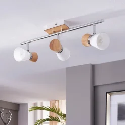 Lindby Vivica - loftslampe med 3 lys og træelementer