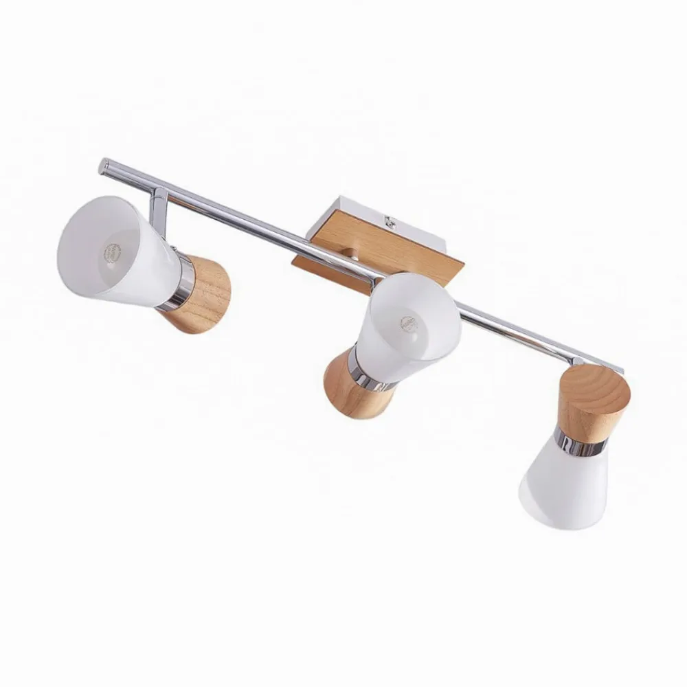 Lindby Vivica - loftslampe med 3 lys og træelementer