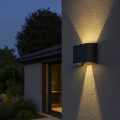 FISCHER & HONSEL Wall LED-væglampe, 2 lyskilder, rund, sort