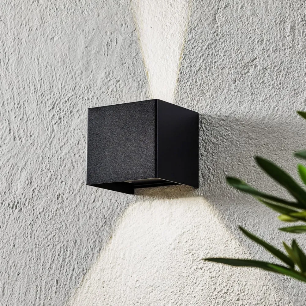 FISCHER & HONSEL Væglamper>Wall udendørs LED-væglampe, kubisk, sort