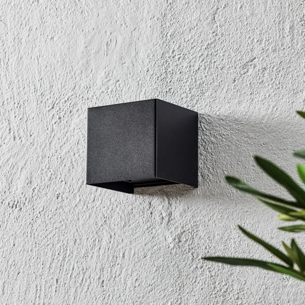 FISCHER & HONSEL Væglamper>Wall udendørs LED-væglampe, kubisk, sort