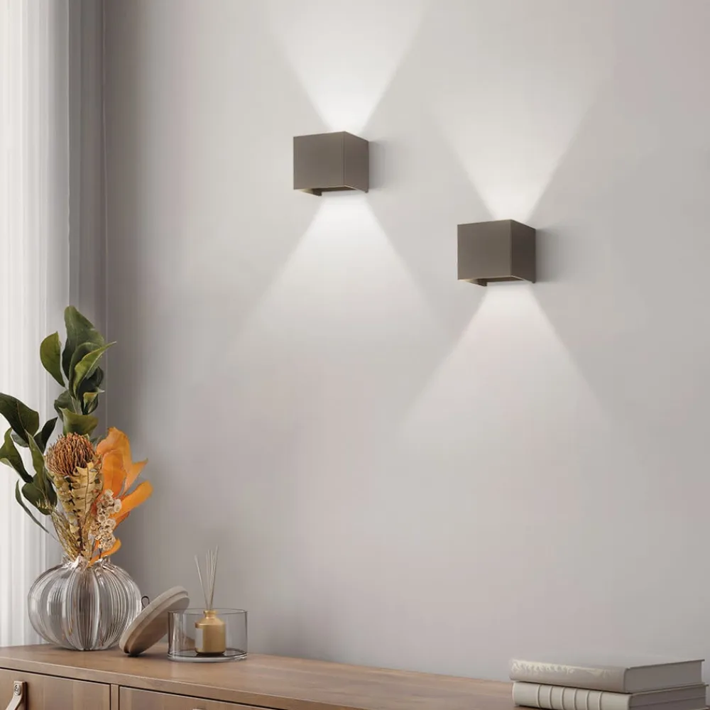 FISCHER & HONSEL Væglamper>Wall udendørs LED-væglampe, kubisk, sort