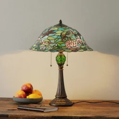 Clayre&Eef Bordlamper>Waterlily fortryllende bordlampe i Tiffany-stil
