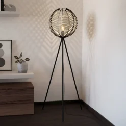 EGLO Gulvlamper>Waverton gulvlampe, sort/hvid, højde 143 cm, stål/stof