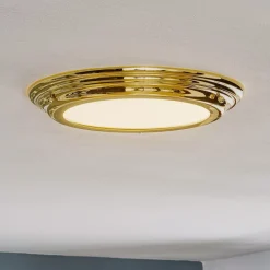 Elstead Welland IP44 LED-loftlampe, poleret messing