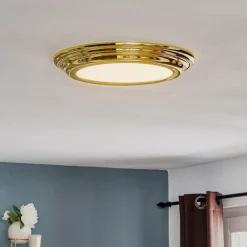 Elstead Welland IP44 LED-loftlampe, poleret messing