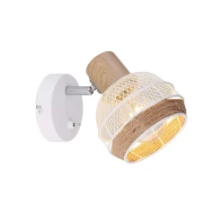 Globo Widy væglampe med dekoration i hampereb