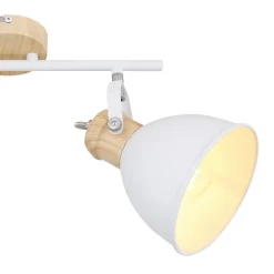 Globo Wiho loftlampe af metal, hvid/trælook, 2 lyskilder