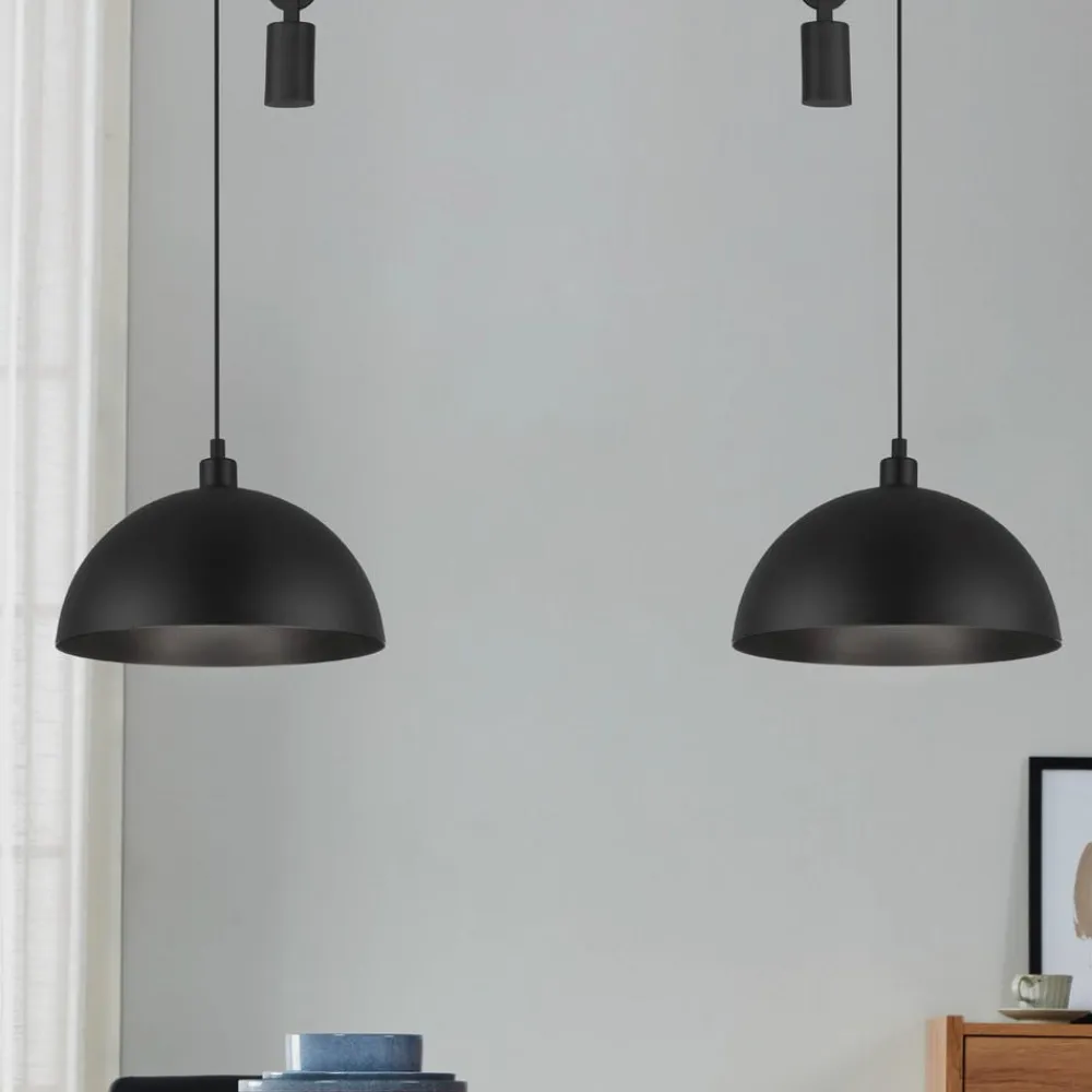 EGLO Winkworth pendellampe, sort, længde 118 cm, metal, 2 lyskilder.