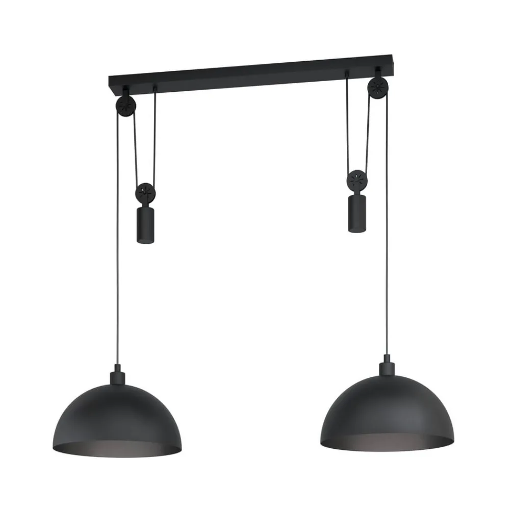 EGLO Winkworth pendellampe, sort, længde 118 cm, metal, 2 lyskilder.