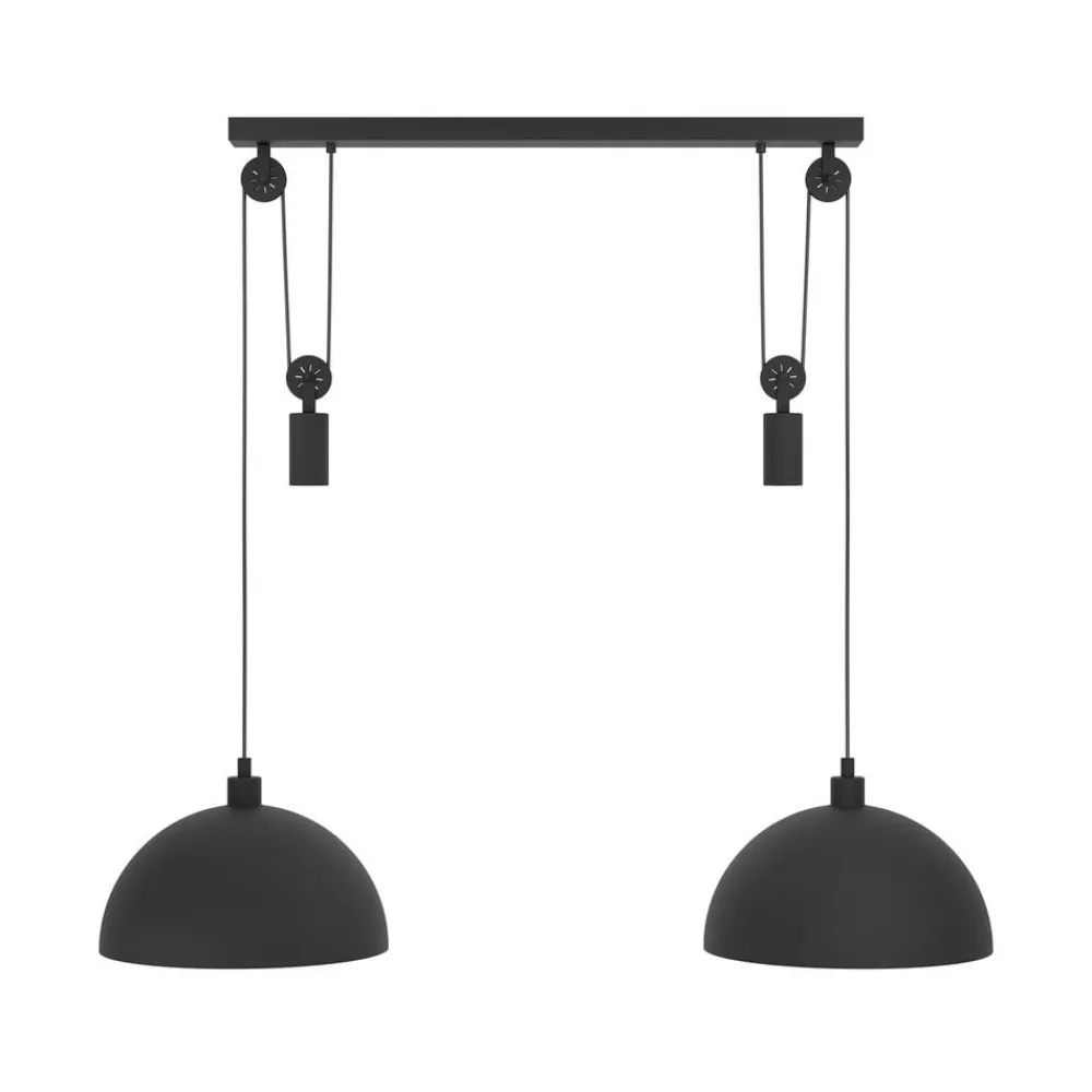 EGLO Winkworth pendellampe, sort, længde 118 cm, metal, 2 lyskilder.