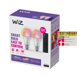 WiZ A60 LED mat WiFi E27 8,5W RGBW fjernbetjening 2-pak