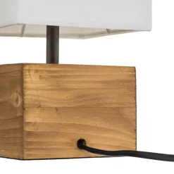 Reality Leuchten Woody bordlampe med træfod, 12 cm x 12 cm