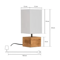 Reality Leuchten Woody bordlampe med træfod, 12 cm x 12 cm