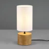 Reality Leuchten Bordlamper>Woody bordlampe, træ/tekstil, cylinder, hvid