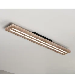 Børn MCJ Woody LED-loftlampe, længde 80 cm, eg/sort, 3.000 K