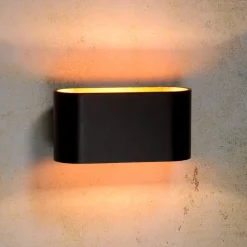 Lucide Xera væglampe, oval, sort