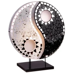 Woru Ying Yang bordlampe, mosaikspejlsten, sort