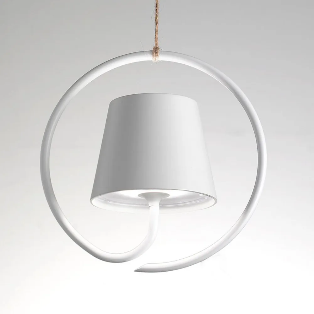 Zafferano Udendørs Pendellamper>Poldina LED-pendel med genopladeligt batteri, hvid