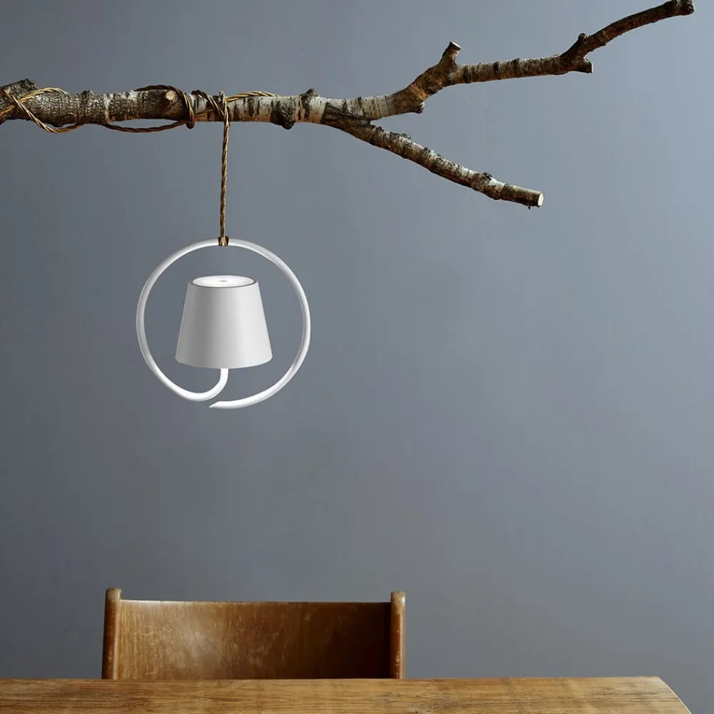 Zafferano Udendørs Pendellamper>Poldina LED-pendel med genopladeligt batteri, hvid