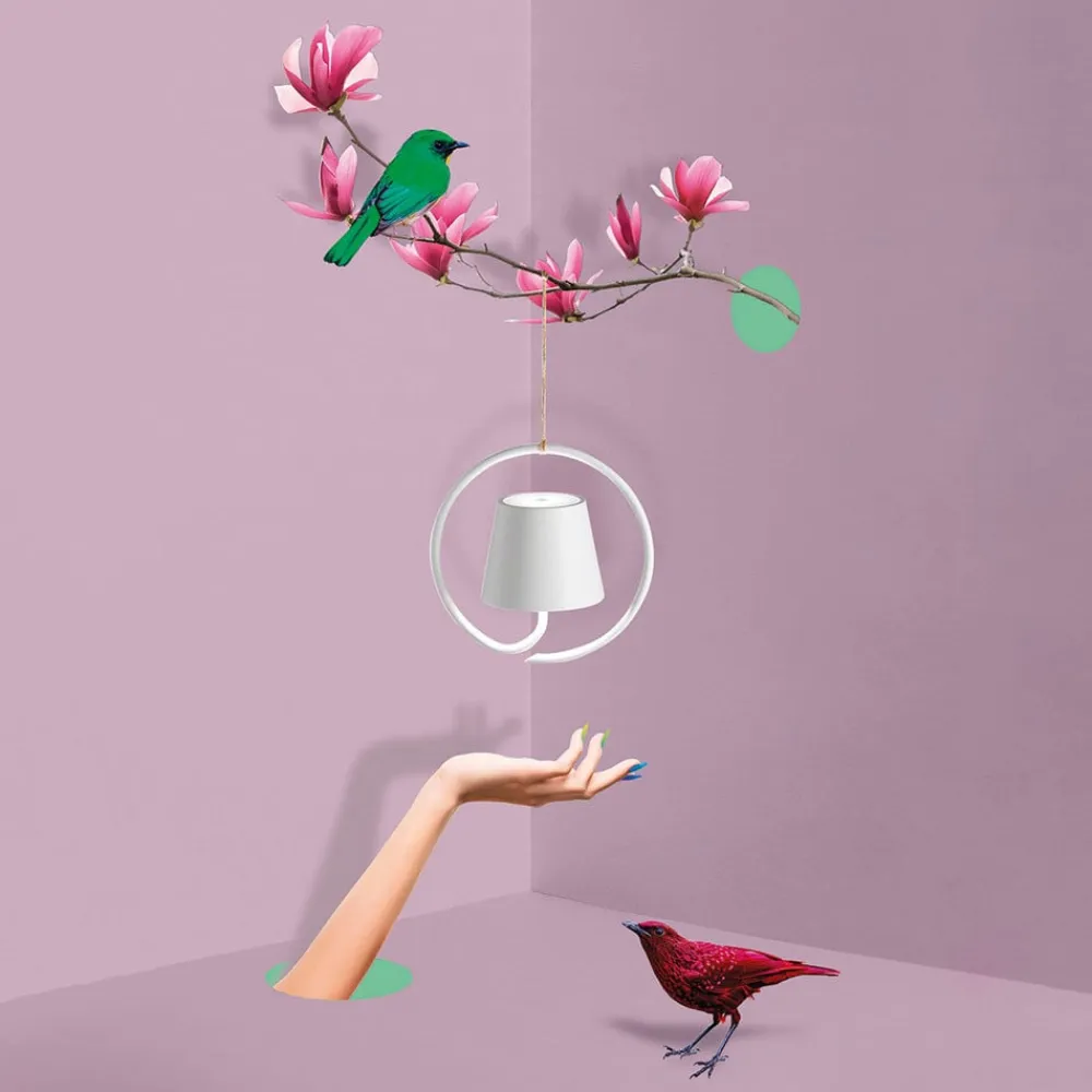 Zafferano Udendørs Pendellamper>Poldina LED-pendel med genopladeligt batteri, hvid