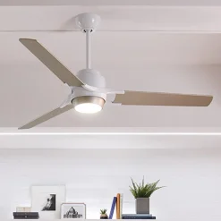 KICHLER Zeus LED-loftventilator, med tre vinger, hvid-sølv