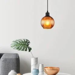 Globo Pendellamper>Zumba-pendel, bronzefarvet, Ø 15 cm, glas